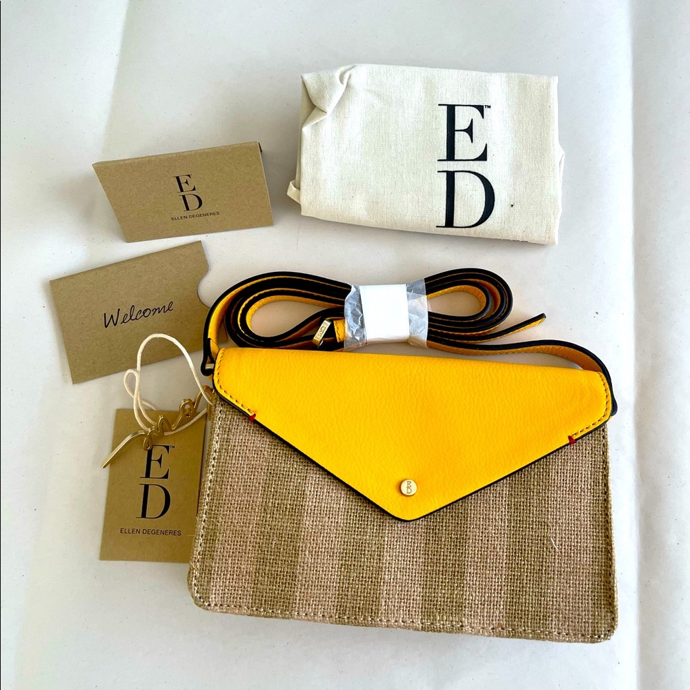 Ellen Degeneres Yellow and Tan Crossbody Bag